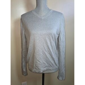 Banana Republic Mens Grey Cotton Silk Cashmere V-Neck Sweater Small 491543